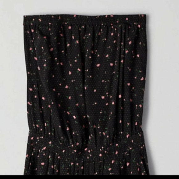 Aritzia Sunday Best Taggie Black Jumpsuit S Roses Floral Pull On Strapless - Picture 2 of 15